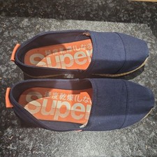 SUPERDRY Unisex Adult Navy Blue canvas slip on shoes - size UK 4