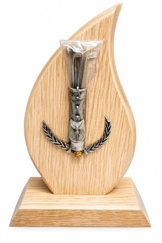 Wooden shield golf trophy - wooden,
