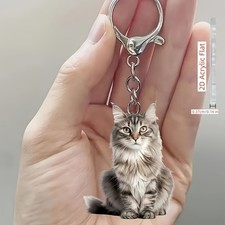 Maine Coon Cat Keychain 2D