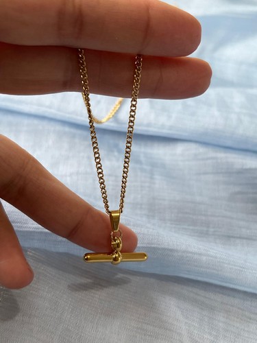 18k gold plated bar necklace - gold, t