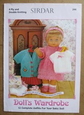 Sirdar 4Ply/DK Knitting Pattern Book 244: 13 Outfits For a Baby Dolls 19-22"