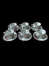 Spode Marlborough Sprays 6 Teacups and Saucers 2/6770 Made in England NO Chips 