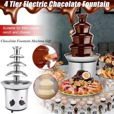 4 Tier Electric Chocolate Fondue Fountain Machine For Party Stainless Steel Gift