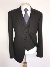 GIEVES & HAWKES - Mens 3 Piece DARK BROWN WOOL SUIT - 44 Reg - W36 L31 - NICE