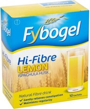 Fybogel Hi-Fibre Lemon Sachets 10Pack Ispaghula Husk For Constipation Regular