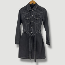 TU Womens Black Belted Long Sleeve Denim Dress SIZE UK-8
