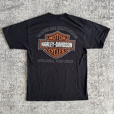 Vintage 00s Harley Davidson Big Logo Eagle Graphic Short Sleeve T-shirt- LARGE