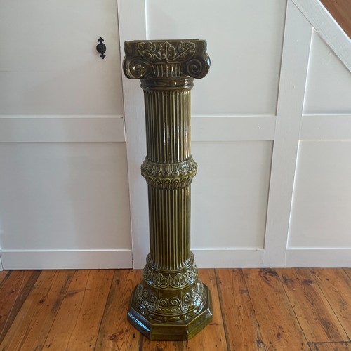 Green ceramic plant stand - plant, tall