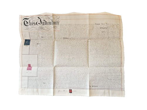 Victorian vellum indenture - vellum,