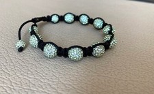 NEW BRACELET BLING JEWELRY GREEN CRYSTAL PAVE BLACK BALL SHAMBALLA STRING ADJUST