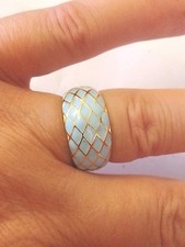 Gold Tone Blue Enamel Dome Ring Size N Gift Pouch