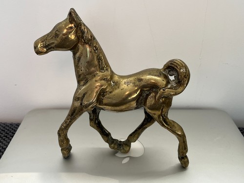 Vintage solid brass horse - brass,
