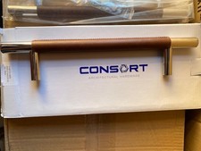 Wardrobe T-Bar Bolt Thru Pull Handle (Pair) 19x225mm Covered in Brown Leather