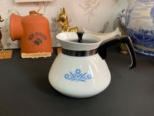 Pyrosil Netherlands ‘Corning Ware’ Coffee Pot Vintage Floral Blue White 