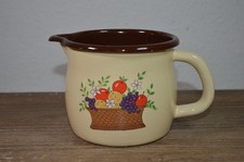 Vintage Enamel Tin Pitcher FTDA Fruit Basket Syrup Pitcher Creamer Taiwan READ