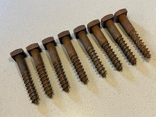 8 Antique 2 1/2" Rare Square Head Coach Bolts Vintage Screws