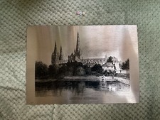 Vintage Steel Metal Etching , Lichfield Cathedral