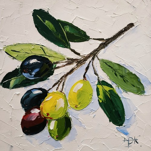 Olive branch original - olive, painting