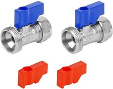 PAIR OF HOSE TAPS STRAIGHT FOR WASHING MACHINES 15mm x 3/4" ( BLUE & RED )