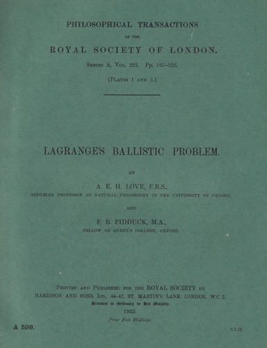 Lagrange ballistic problem - lagrange's,