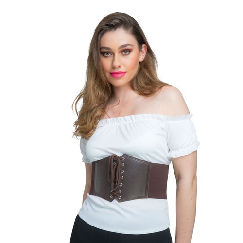 Brown corset belt - belt, elasticated