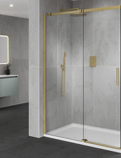 1.2m Phoenix Lune Frameless Sliding Shower Door 8mm - BRUSHED BRASS Recess Type