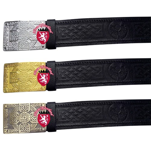 Scottish belt black leather - black,