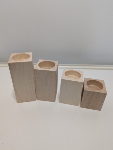 Wooden square candle holders - wooden,