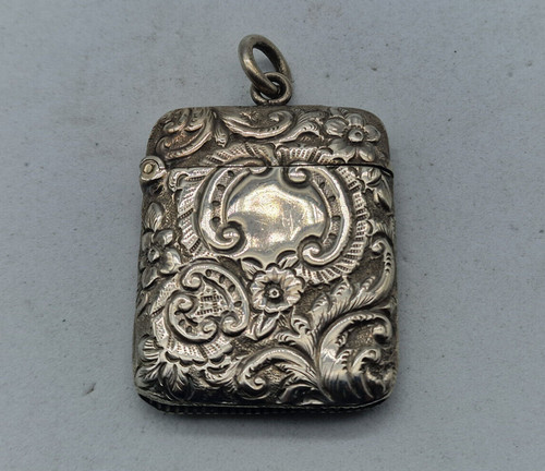 Antique solid silver vesta - antique,