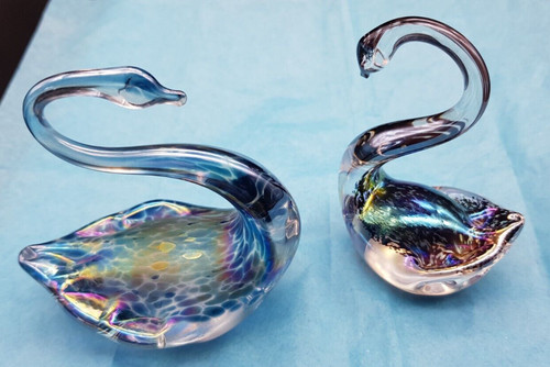 Vtg pair glass iridescent - pair, of