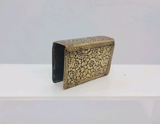 Antique Brass Matchbox Holder Embossed Floral Pattern Decorative Collectible