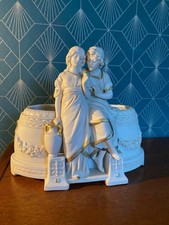 Royal Dux, biscuit porcelain cup, or jardinière, antique sculpture of a romantic