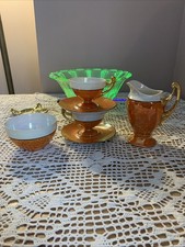 Vintage Art Deco Orange Lustre