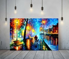 AFREMOV 1 -DEEP FRAMED CANVAS WALL ART PAINTING PICTURE PAPER PRINT- BLUE ORANGE