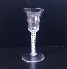 18th Century Flute Moulded Bell Bowl Double Opaque Airtwist Wine Glass *Chipped