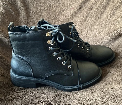 Black faux leather ankle - black,