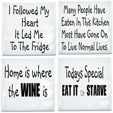 Kitchen Tile Transfer Humor Pack of 4 Fun Quotes Ceramic Tile Stickers Great Fun