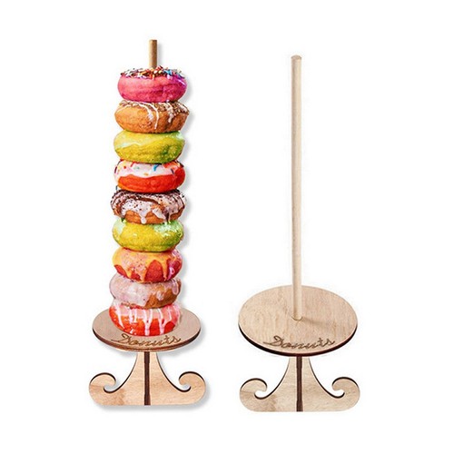 Wooden donut display stand - wooden,