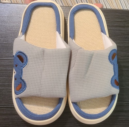 Linen open toe house slippers - linen,