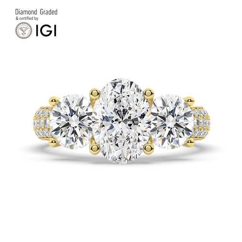 Oval diamond trilogy ring 18k - diamond,