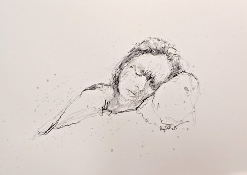 Original resting figure ink - resting,