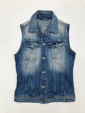 G-Star 'SLIM TAILOR JKT S/LESS WMN' Medium Aged Destroy Denim Vest Gilet Size S.