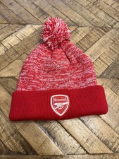 Arsenal FC Official Bobble Knitted  Hat Red White 