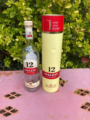 Empty glass ouzo bottle for - bottle,