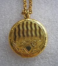 Lovely vintage 1960's rolled Gold engraved round locket & 18'' chain - unused