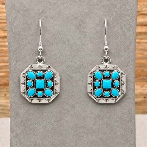 Genuine blue turquoise dangle - blue,