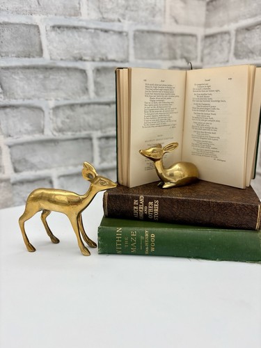 Vintage brass deer figurines - brass,