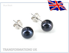GENUINE FRESHWATER PEARL STUD EARRINGS - 925 STERLING SILVER - 4 COLOURS & SIZES
