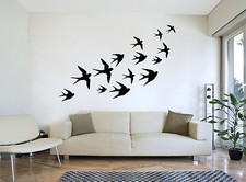 FLYING SWALLOWS Flock of Birds Silhouette Wall Art, Decal, Sticker, Quality NEW