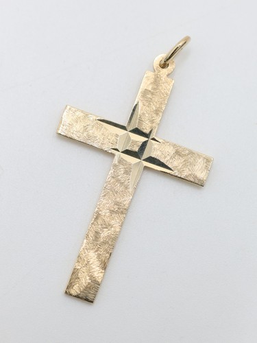 Gold large cross pendant 9ct - pendant,